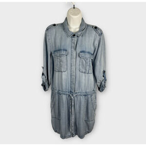 Velvet Heart Chambray Blue Denim Long Sleeve Romper Shorts Jumpsuit Medium